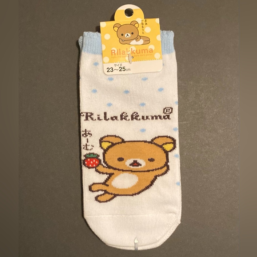 🧸🍓🧦 1 Pair 🇯🇵 Japan San-X Rilakkuma Strawberry Teddy Bear Ladies Cartoon Socks